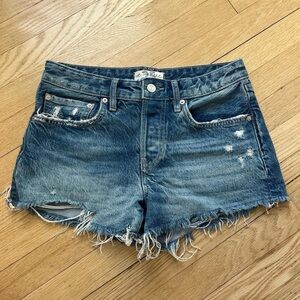Free People Blue Distressed Jean Shorts